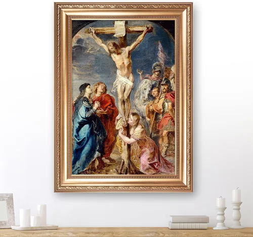Vista 9 de Anunciación de Leonardo da Vinci Reproducciones de arte clásico, impresiones en lienzo giclée para decoración del hogar, 16 x 30 pulgadas