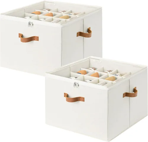 Vista 20 de Organizador de zapatos StorageWorks para clóset, cabe hasta 16 pares, contenedores de almacenamiento para zapatos con divisores ajustables y Beige