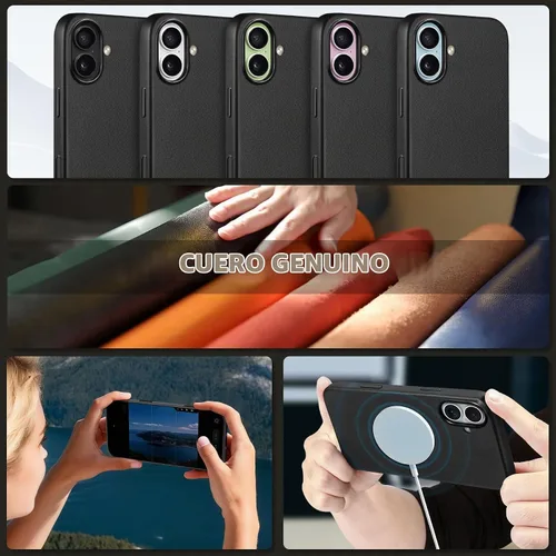 Vista 9 de SHIELDON Funda de piel auténtica para iPhone 17 de 6.3" 2025, color negro