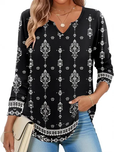 Vista 23 de Zeagoo Camisas de manga larga para mujer, blusas casuales con cuello en V