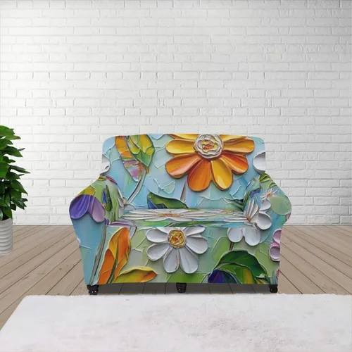 Vista 19 de GIFTPUZZ Funda de sofá roja navideña, protector de sofá con parte inferior elástica para sala de estar, dormitorio y decoración de oficina, elegante