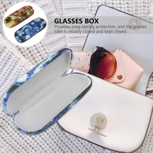 Vista 5 de ULTNICE 2 unids pintura al óleo caja de gafas caso de vidrio vitrina transparente viaje gafas de almacenamiento portador lindo niño gafas envase