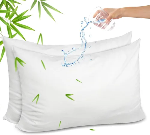 Vista 42 de Funda de almohada impermeable de bambú y rayón de Gogreen, funda de almohada transpirable, protector de almohada refrescante con cremallera, funda