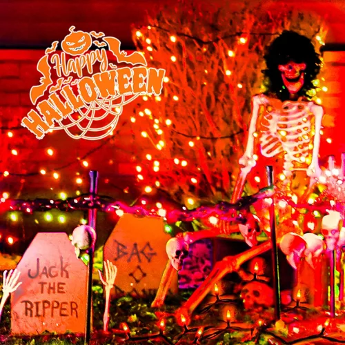Vista 3 de Twinkle Star Guirnalda de 200 luces LED de Halloween de 66 pies con certificación UL segura para exteriores, luces de hadas enchufables, cable verde