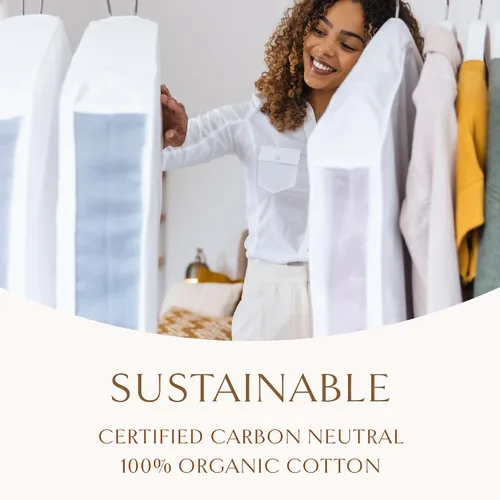 Vista 5 de Hayden Hill Bolsa de almacenamiento de ropa de algodón orgánico de lujo corta 40 pulgadas Bolsa de ropa colgante transpirable para vestidos