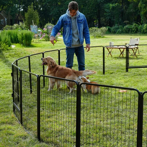 Vista 6 de SunsGrove - Cerca para perros para exteriores, corral resistente de 32 pulgadas con 2 paneles para perros pequeños y medianos, cerca de juego