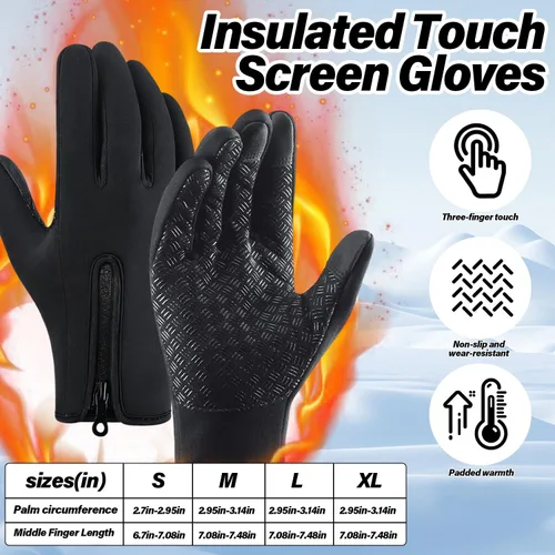Vista 3 de Guantes de ciclismo de invierno para hombres y mujeres, impermeables, térmicos, agarre antideslizante para montar y actividades en clima frío