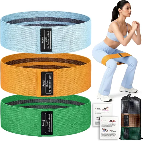 Vista 11 de Renoj Resistance Bands for Working Out: 3-Set Professional Exercise Bands for Pilates, Yoga, Home Gym, Booty, Leg Training Heavy/Medium/Light
