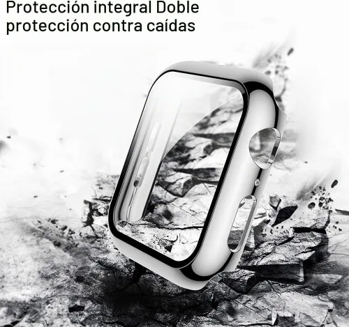 Vista 3 de Paquete de 2 fundas de vidrio templado de 1.77 pulgadas compatibles con Apple Watch Series 8 7 fundas protectoras de pantalla de vidrio templado