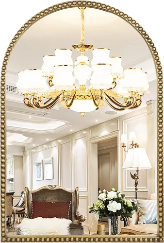 Vista 17 de Espejo de pared para baño, espejo rectangular de 24 x 36 pulgadas, marco de cuentas de esquina redondeada, espejo de tocador grande que se cuelga