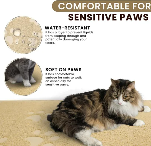 Vista 6 de Andalus Tapete Pequeño para Arena de Gatos, Paquete de 2 - Impermeable, Antideslizante y Fácil de Limpiar, Tapete para Caja de Arena de Gatos