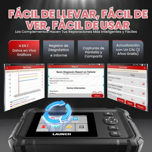 Vista 7 de LAUNCH CRP129 HD Herramienta de escaneo de camión resistente, herramienta de diagnóstico de sistema completo para diésel con ajuste de límite