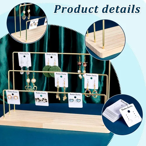 Vista 2 de PH PandaHall Soporte organizador de aretes de 3 niveles, soporte para aretes de aro colgante, exhibición de almacenamiento, joyería al por menor