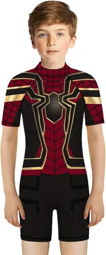 Vista 5 de Plustrong Trajes de baño de una pieza con estampado 3D para niños y niñas, camisas de protección de manga corta para niños y niñas, 5 a 12 años