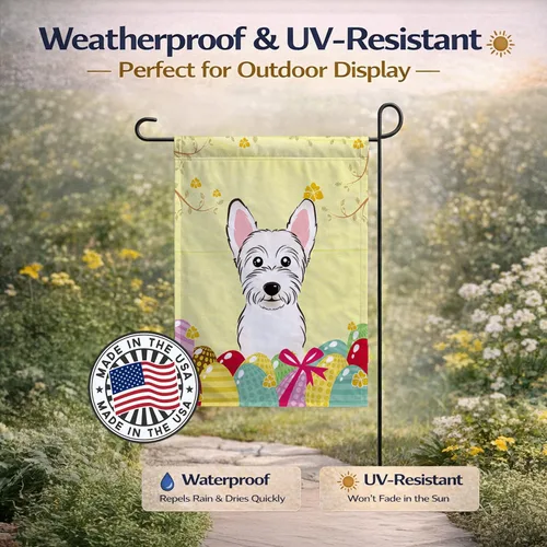 Vista 878 de Caroline's Treasures BB1923GF Bandera decorativa para jardín con diseño de Border Collie, para caza de huevos de Pascua, para jardín, jardín, patio