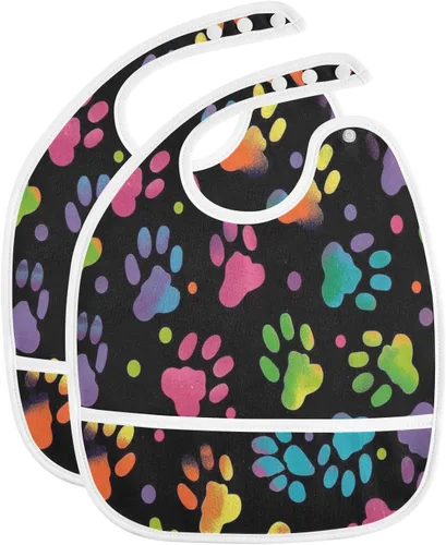 Vista 12 de MCHIVER Baberos de bebé para bebé niño y niña, delantal de alimentación impermeable, babero de algodón para comer alimentos, 2 paquetes