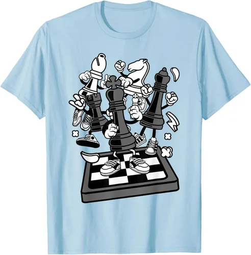 Vista 84 de Figura cómica Camiseta de tablero de ajedrez jugador de ajedrez Azul Marino