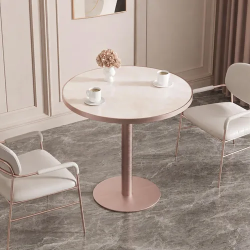Vista 26 de Mesa de tulipán de 31.5 pulgadas, mesa de comedor redonda con mesa de Aqua Jade (oro rosa)