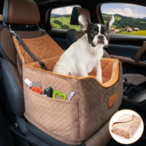 Vista 11 de AlfaTok Asiento de automóvil para perro, refuerzo de espuma viscoelástica para perros medianos de hasta 45 libras, cama de viaje elevada desmontable