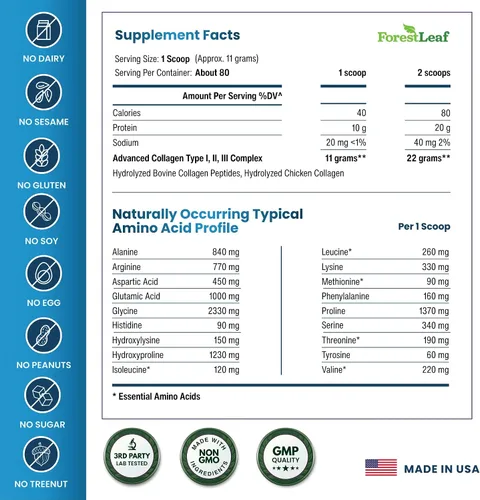 Vista 3 de Polvo de Péptidos de Colágeno Sin Sabor - Polvo de Proteína de Colágeno Hidrolizado Tipo 1, 2 y 3 - Polvo de Colágeno Keto Alimentado con Pasto