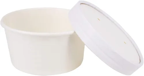 Vista 13 de Juego de 50 tazas desechables de helado blanco de 12 onzas con tapa, tazas de papel para llevar, taza de papel para llevar, recipiente de comida