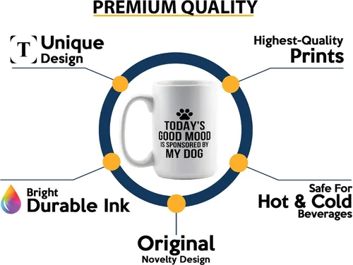 Vista 3 de Animal lover Coffee Mug 15oz White -Is sponsored by my dog - Funny Witty Pet Owner Dogs Fur Puppy Doggy