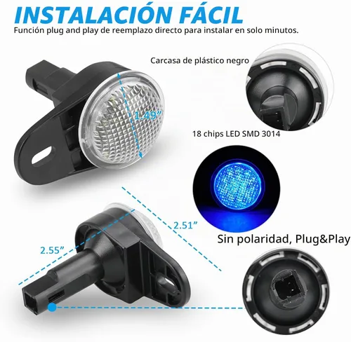 Vista 5 de Luces LED de cortesía interiores Bestview para alféizar de Dodge Durango Ram 1500 2500 3500 Classic Nitro Jeep Wrangler Commander Grand Cherokee Azul