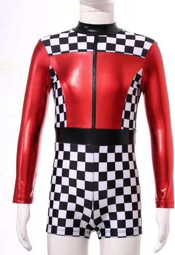 Vista 5 de Disfraz de piloto de coche de carreras para niños y niñas, traje de corredor de manga larga para Halloween, cosplay, fiesta de disfraces