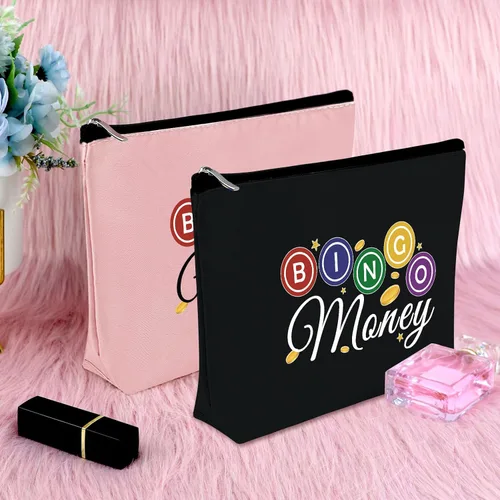 Vista 7 de Sfodiary Bolsa de maquillaje cosmético para amantes del bingo - Regalos de casino para mujeres, Bolsa de maquillaje de regalo para amantes del bingo