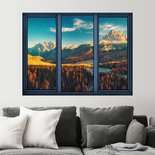 Vista 47 de SIGNWIN Adhesivo de pared removible/mural de pared para ventana, vegetación exuberante y árboles iluminados por el sol, fotografía, realismo
