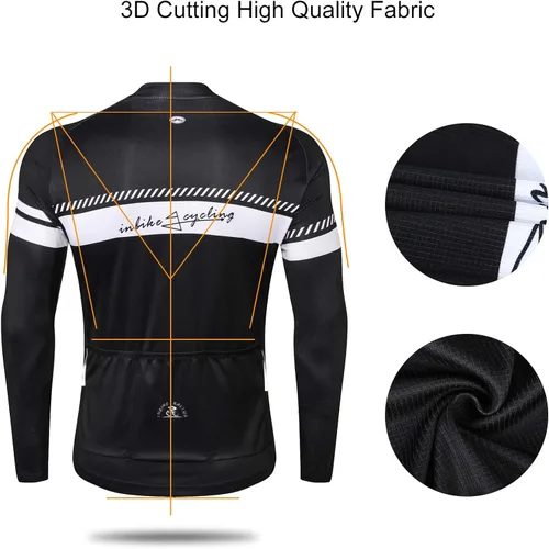Vista 9 de INBIKE Men's Cycling Jersey Set Moisture Wicking Breathable Full Zip Long Sleeve Bike Shirt with 3D Padded Sports Pants