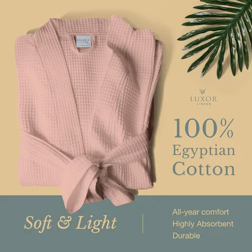 Vista 5 de Luxor Linens - Albornoz de gofre - 100% algodón egipcio - Bata de spa, lujosa, suave, afelpada, talla unisexúnica