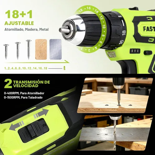 Vista 4 de FASTPRO Juego de herramientas para el hogar de 232 piezas con taladro, destornillador inalámbrico de 20 V, kit de herramientas de reparación