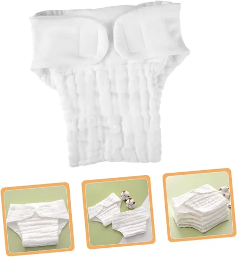 Vista 9 de 5 unidades de pañales de algodón para recién nacidos, reutilizables, lavables, absorbentes, suaves, transpirables, para viajes en casa