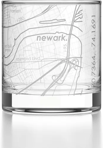 Vista 33 de Well Told Vaso de rocas grabado con mapa de Akron, Ohio, cristalería estilo antiguo (325ml, transparente) Vaso de bourbon grabado, regalos