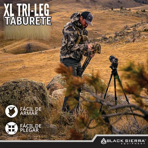 Vista 4 de Black Sierra Taburete de caza plegable, asiento portátil ligero, 225 libras Axs Ranger Camo