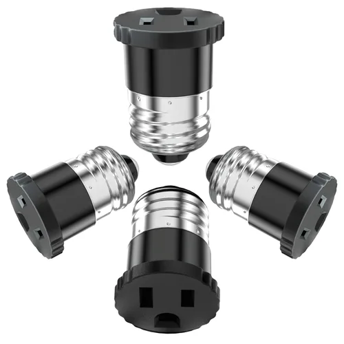 Vista 12 de Paquete de 2, adaptador de enchufe de luz a enchufe, convertir el enchufe de la bombilla en adaptador de salida (blanco)