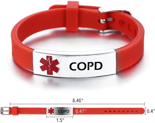 Vista 2 de Pulsera de identificación médica con nombre grabado, alerta médica, pulsera deportiva ajustable de silicona para hombres y mujeres, acero inoxidable