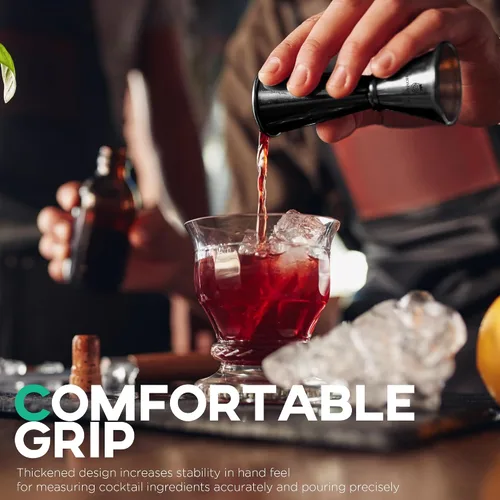Vista 2 de Homestia Jigger para Bartending, taza de cóctel de doble medida de 2 oz y 1