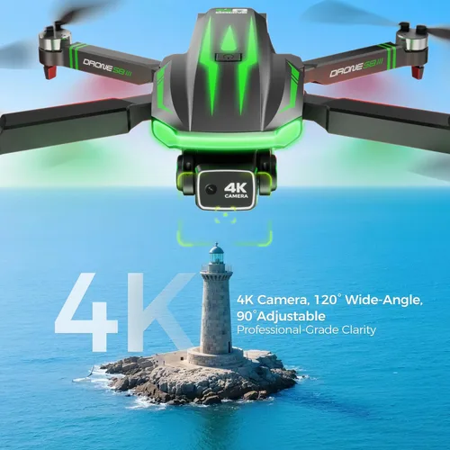 Vista 3 de Drones GPS S8 con cámara EIS 4K para adultos y niños, pantalla de 5 pulgadas en el controlador, tiempo de vuelo de 60 minutos, retorno automático