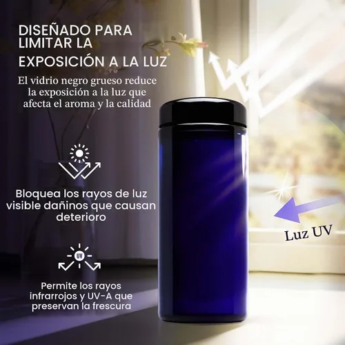 Vista 4 de Infinity Jars Tarro de boca ancha con tapa de rosca de vidrio ultravioleta negro extra grande de 1 litro (34 fl oz) Bloqueo de luz ultravioleta