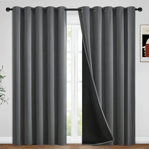 Vista 15 de Yakamok Cortinas negras, cortinas de ventana con aislamiento térmico y eficiencia energética para dormitorio, cortinas opacas completas y cortinas