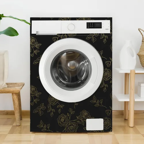 Vista 7 de Amiya Papel tapiz floral negro y dorado, línea de papel tapiz para despegar y pegar, estilo bohemio, retro, renovación de dormitorios, armarios