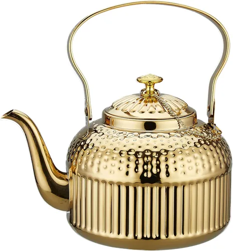 Vista 11 de SANQIAHOME Tetera antigua de acero inoxidable de 1.2L (40Oz) con infusor de cobre