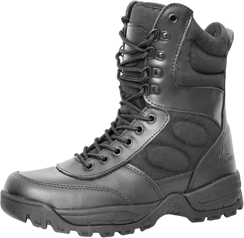 Vista 7 de Botas militares tácticas para hombre, zapatos negros para hombre, desierto, combate, ejército, senderismo, al aire libre, cremallera lateral