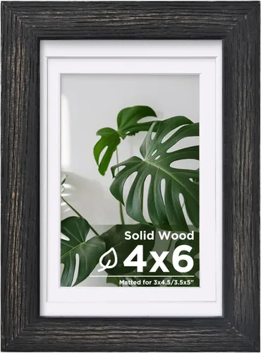 Vista 248 de Egofine - Portarretratos de 4 x 6 pulgadas, de madera maciza con plexiglás, para fotos de 3.5 x 5 con paspartú o de 4 x 6 sin paspartú, para colocar