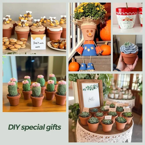 Vista 5 de T4U Mini macetas de terracota (36 piezas): macetas pequeñas de arcilla de 2 pulgadas con orificios de drenaje, ideales para plantas de cactus