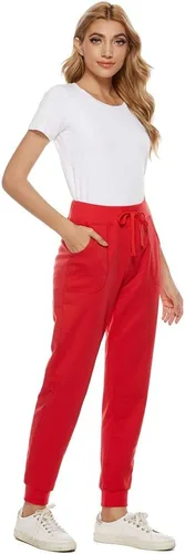 Vista 3 de AvaCostume Pantalones deportivos de algodón elástico para mujer con bolsillos