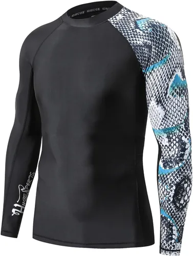 Vista 16 de HUGE SPORTS Camiseta de protección contra erupciones de manga larga para hombre UPF 50+ con protección UV, de secado rápido, con costuras