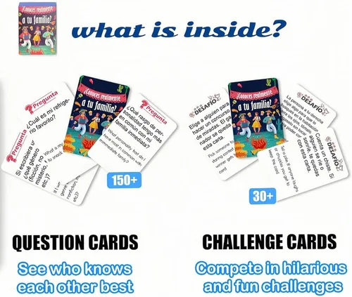 Vista 2 de Juegos familiares español-inglés para fiestas Tarjetas de conversación bilingües Divertidos juegos de mesa para fiestas y entretenimiento
